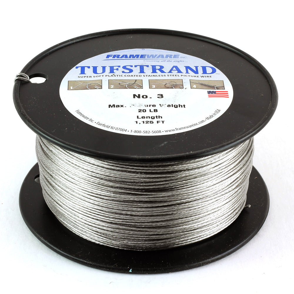 3 Silver Plastic Coated Wire - 1125 foot Spool- Picture Hanging