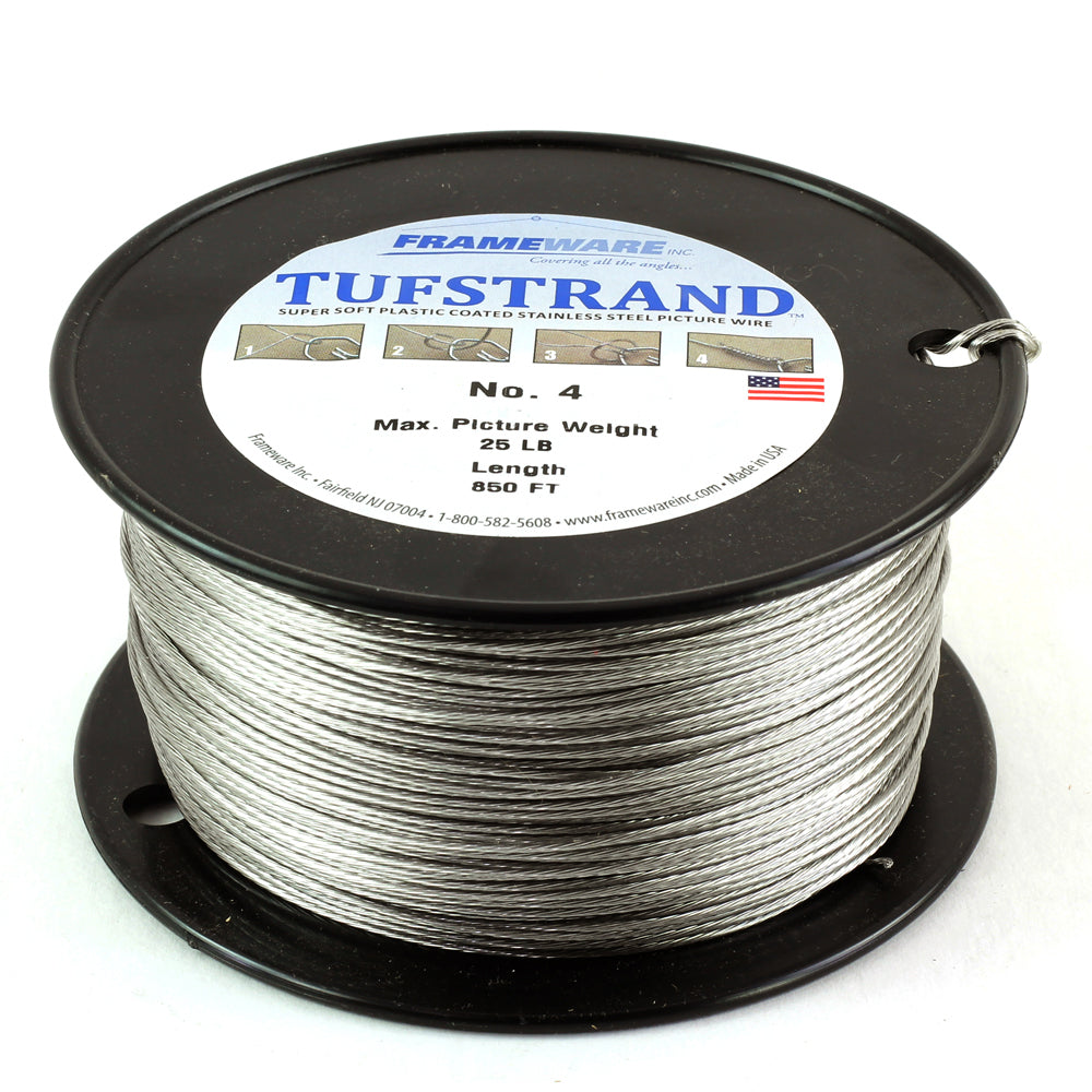 4 Silver Plastic Coated Wire for Picture Hanging- 850 foot Spool
