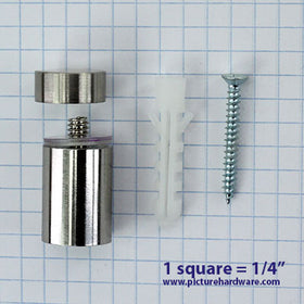 ST05 - Polished Chrome Standoff - 3/4 inch Diameter x 1 inch Barrel - Each